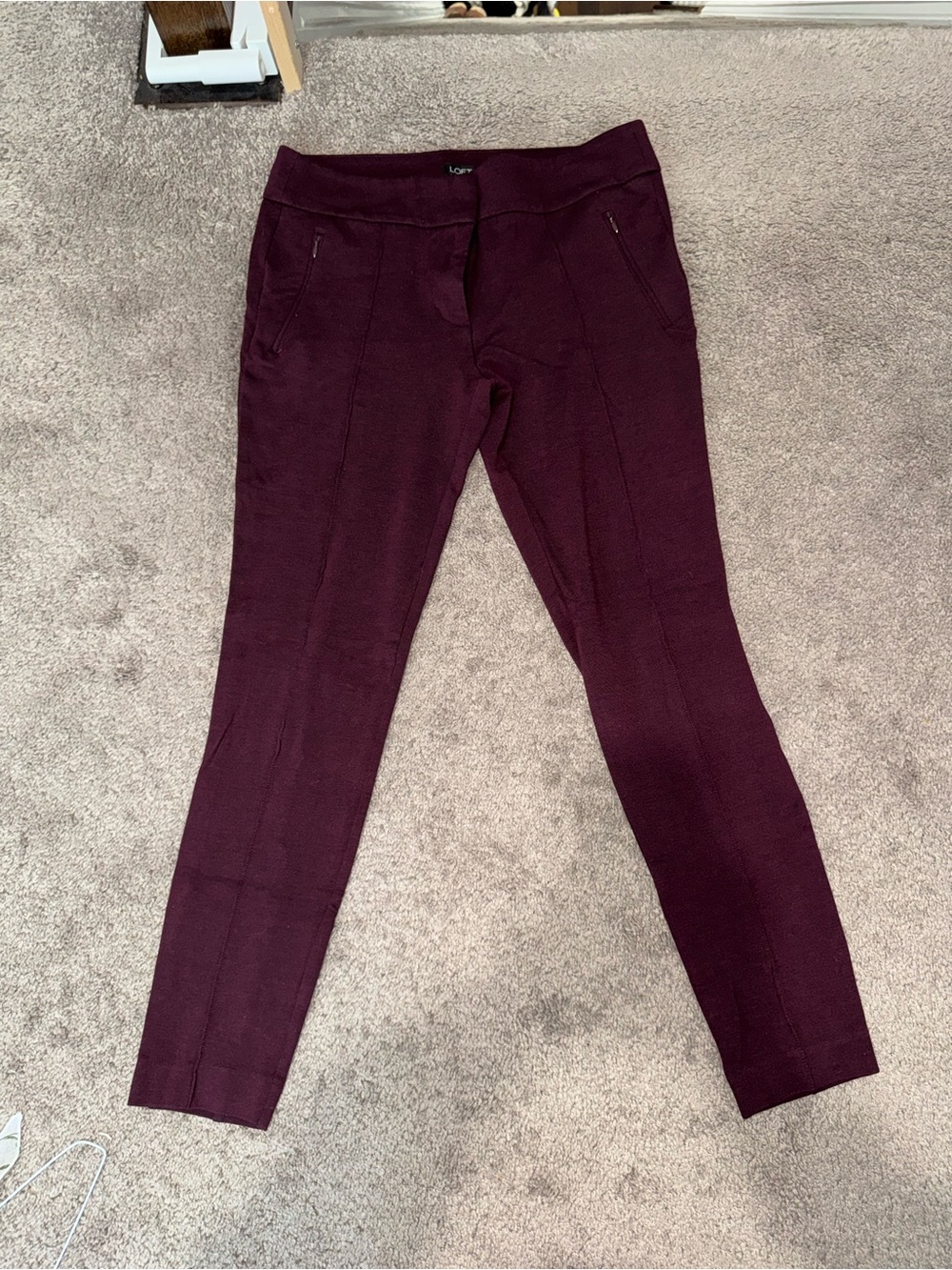 LOFT Plum/Maroon Ponte Ankle Pants